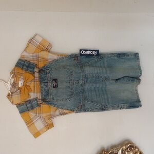 Brand New Oshkosh overalls with free shirt with bow tie
